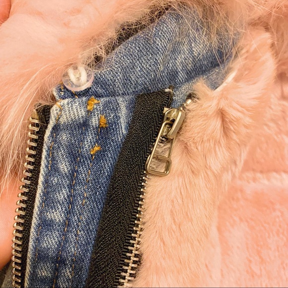 Real Rabbit Fur distressed Jean Coat - Picture 6 of 7